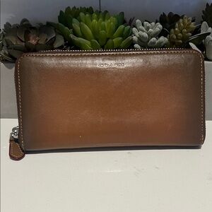 Coach Tan Leather Zip Wallet